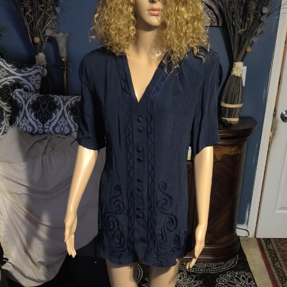 Elegant Navy Blue Women's Top